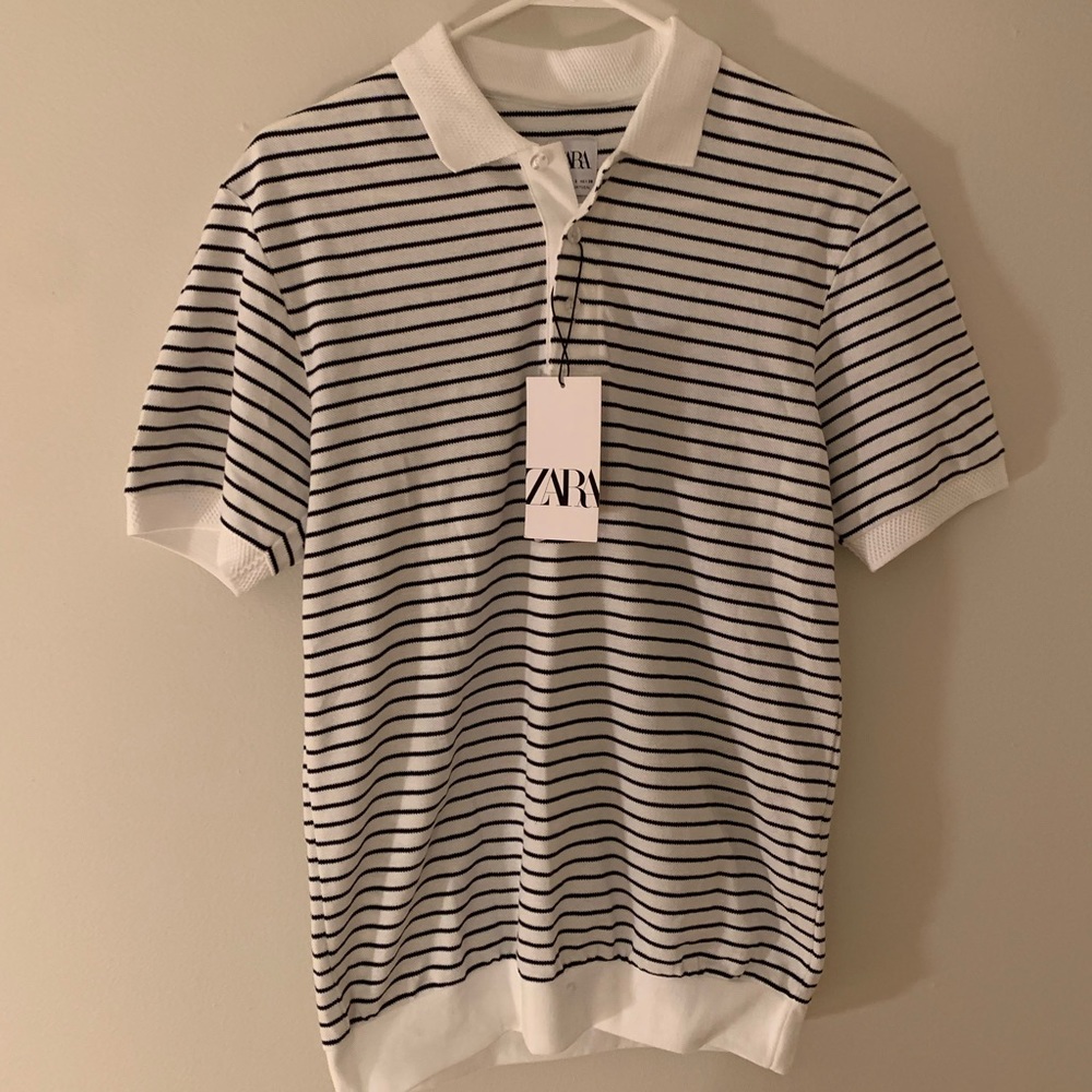 NEW Zara Striped Polo Shirt